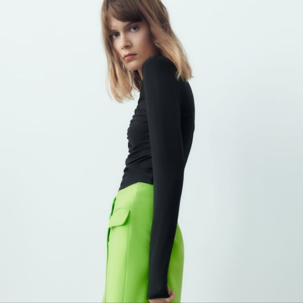 NWT Zara Ruched Elasticized Top - Picture 3 of 7